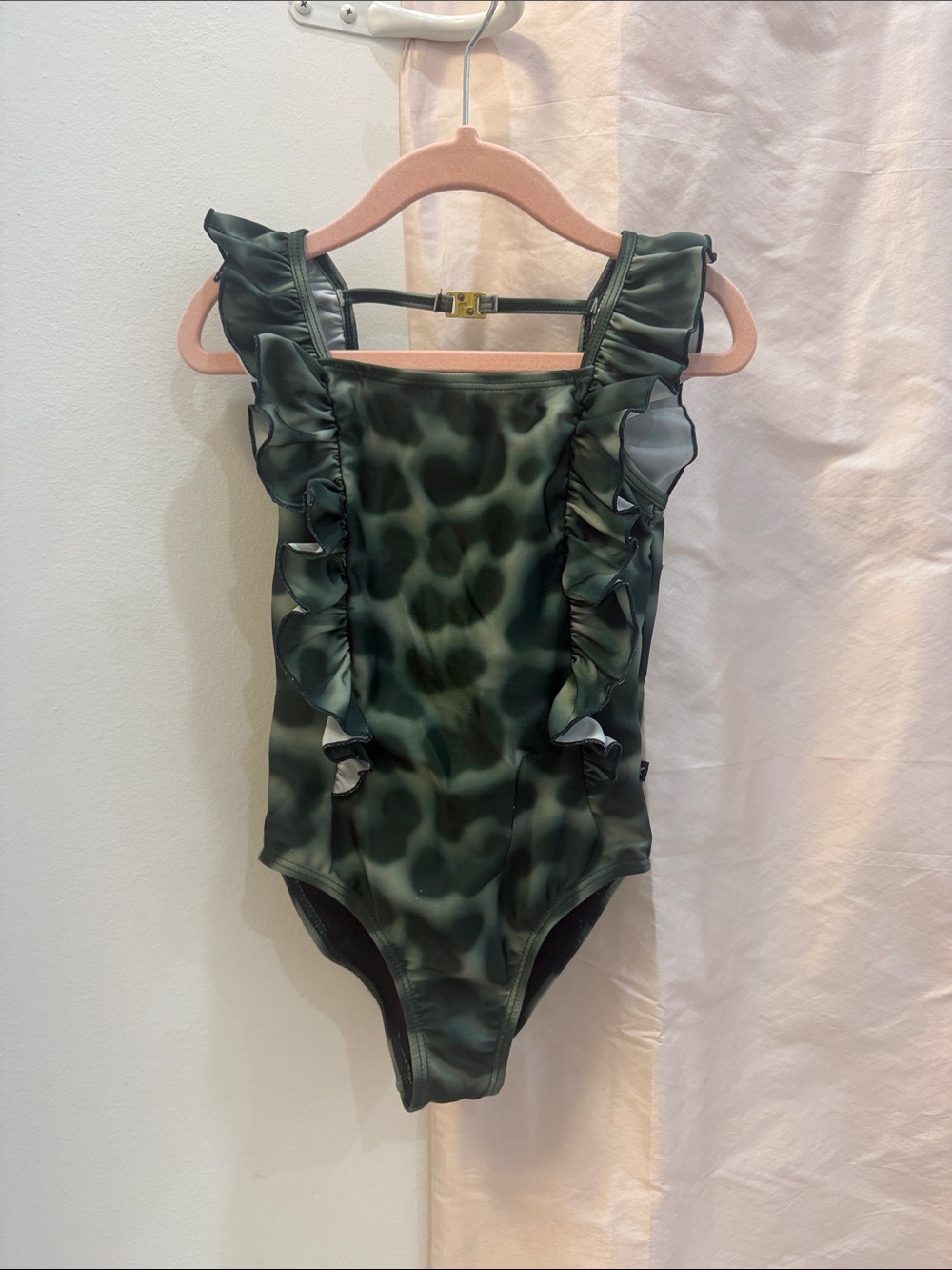 Molo Olive Green Ruffle-Trim One-Piece Swimsuit